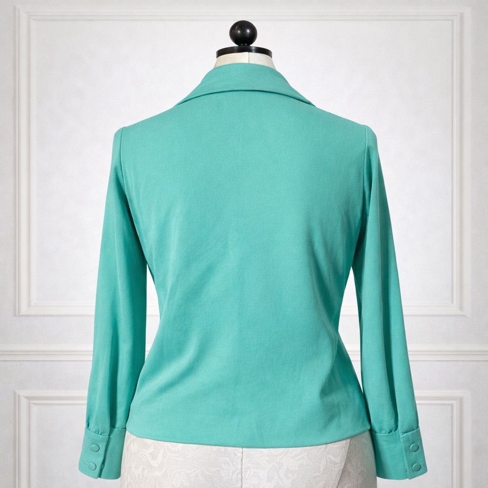 Vintage Turquoise Button-Up Blouse - Picture 2 of 4